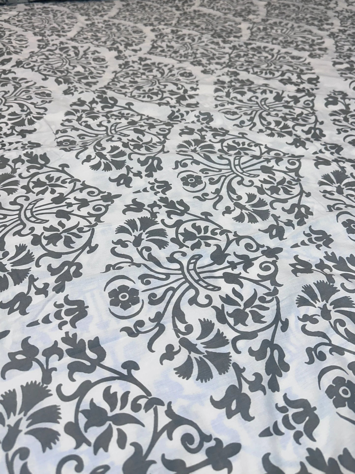 Grey Floral Printed Bed Sheet