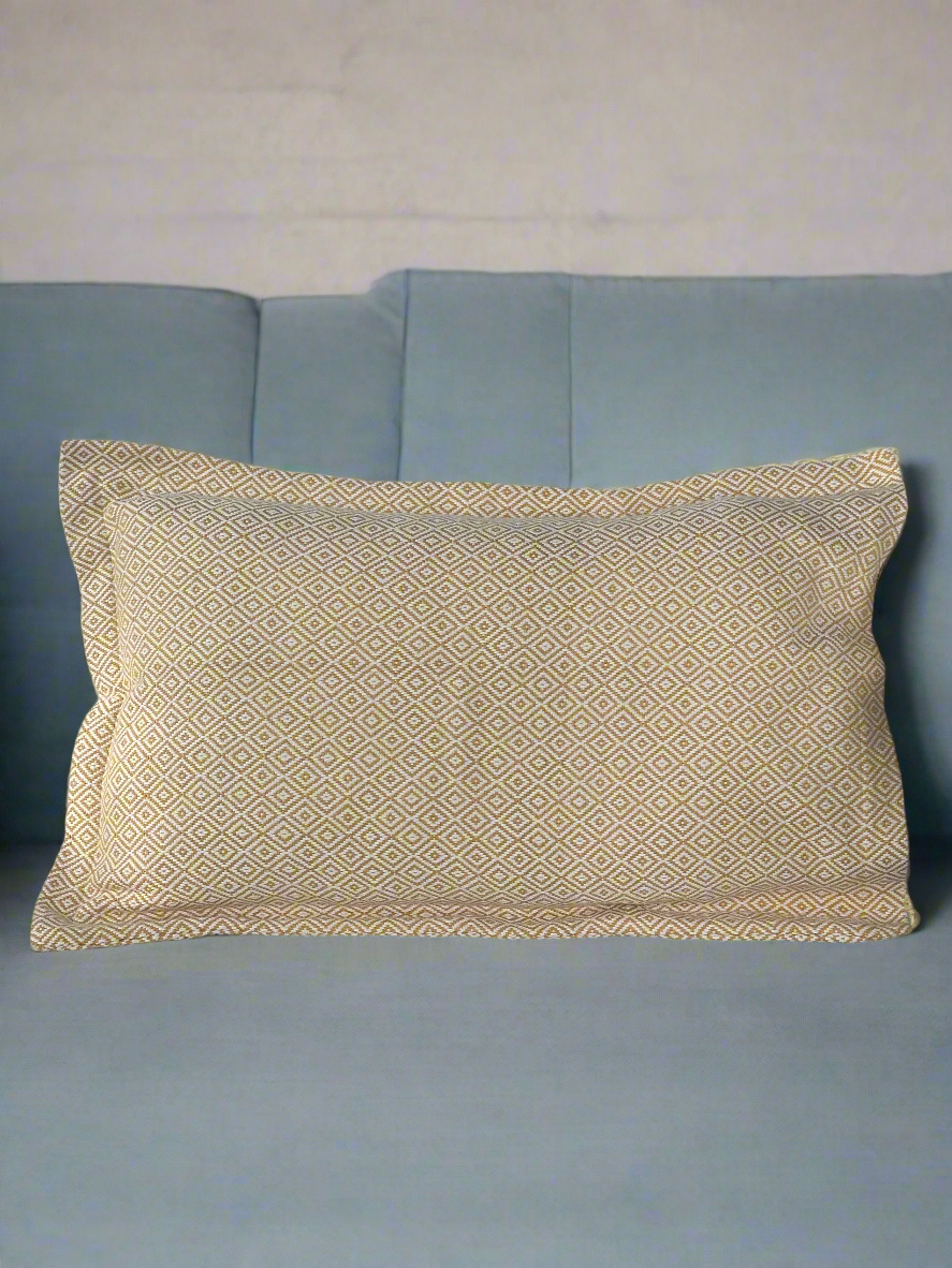 Yellow Diamond Pattern Woven Pillow Cover