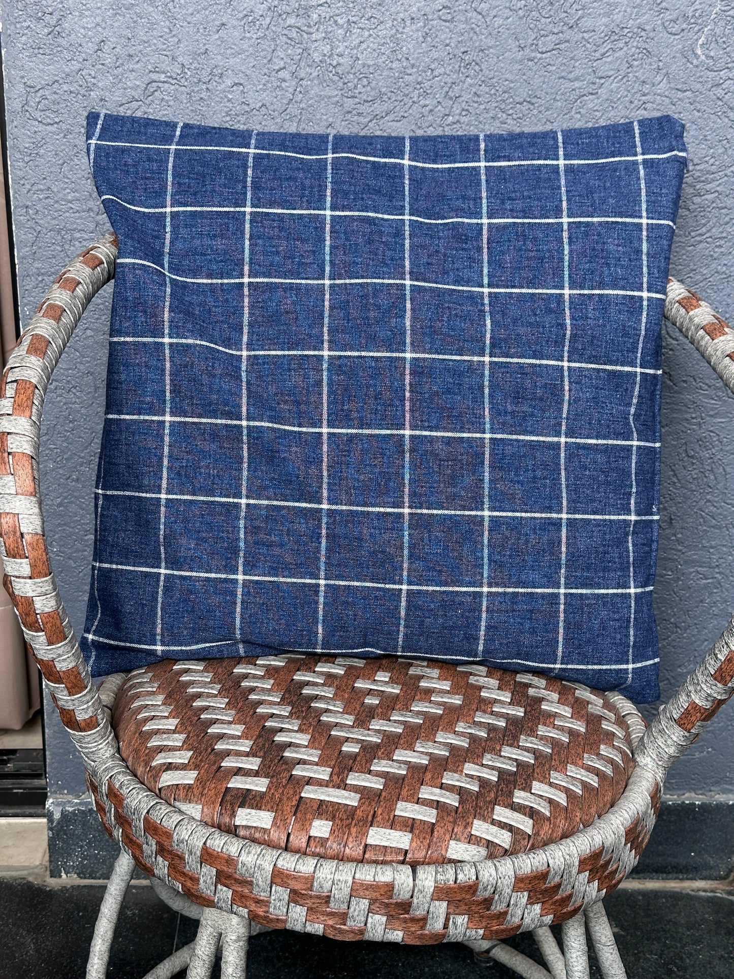 Blue Check Cushion Cover