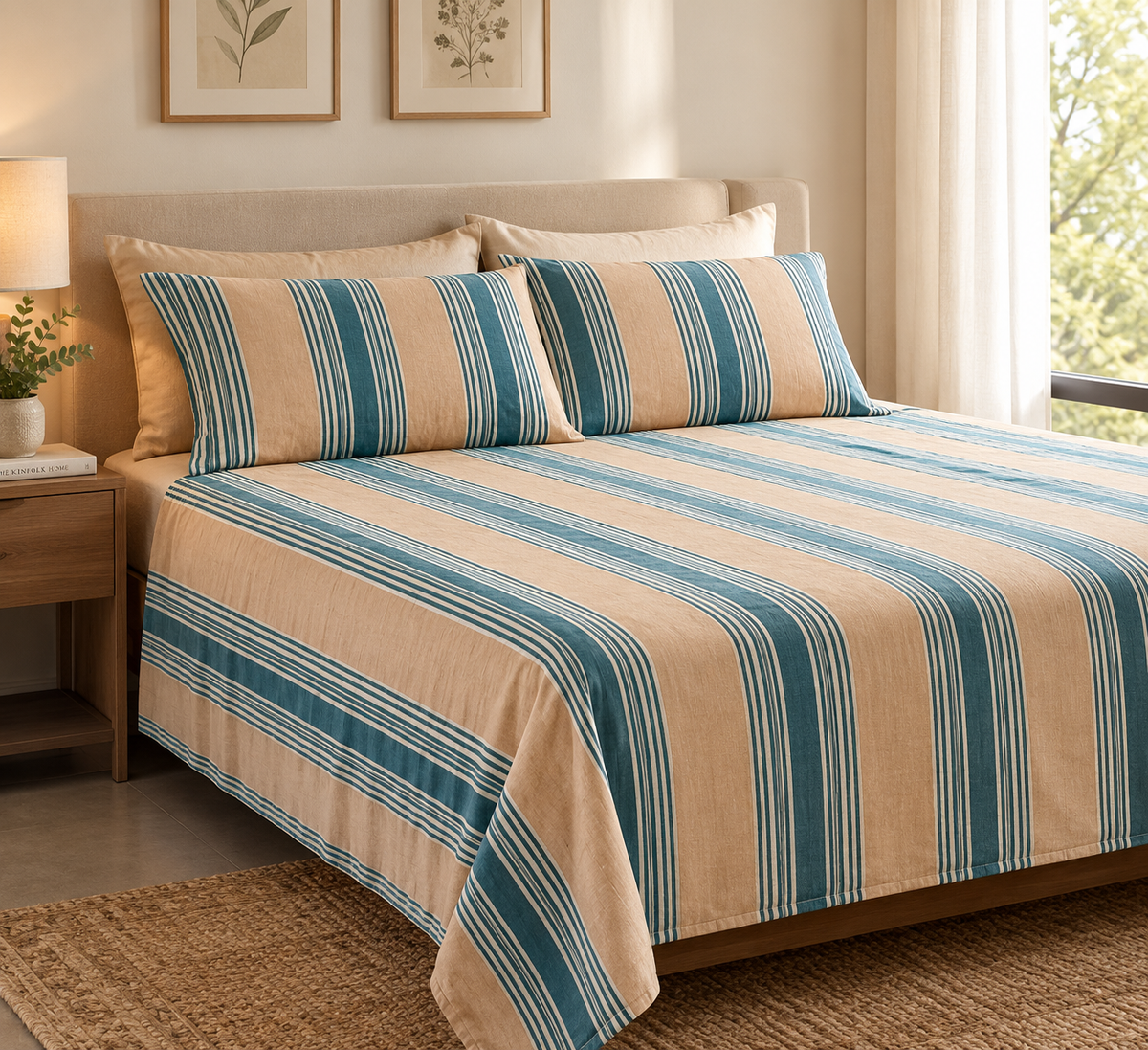 Peach Stripe Bed Sheet
