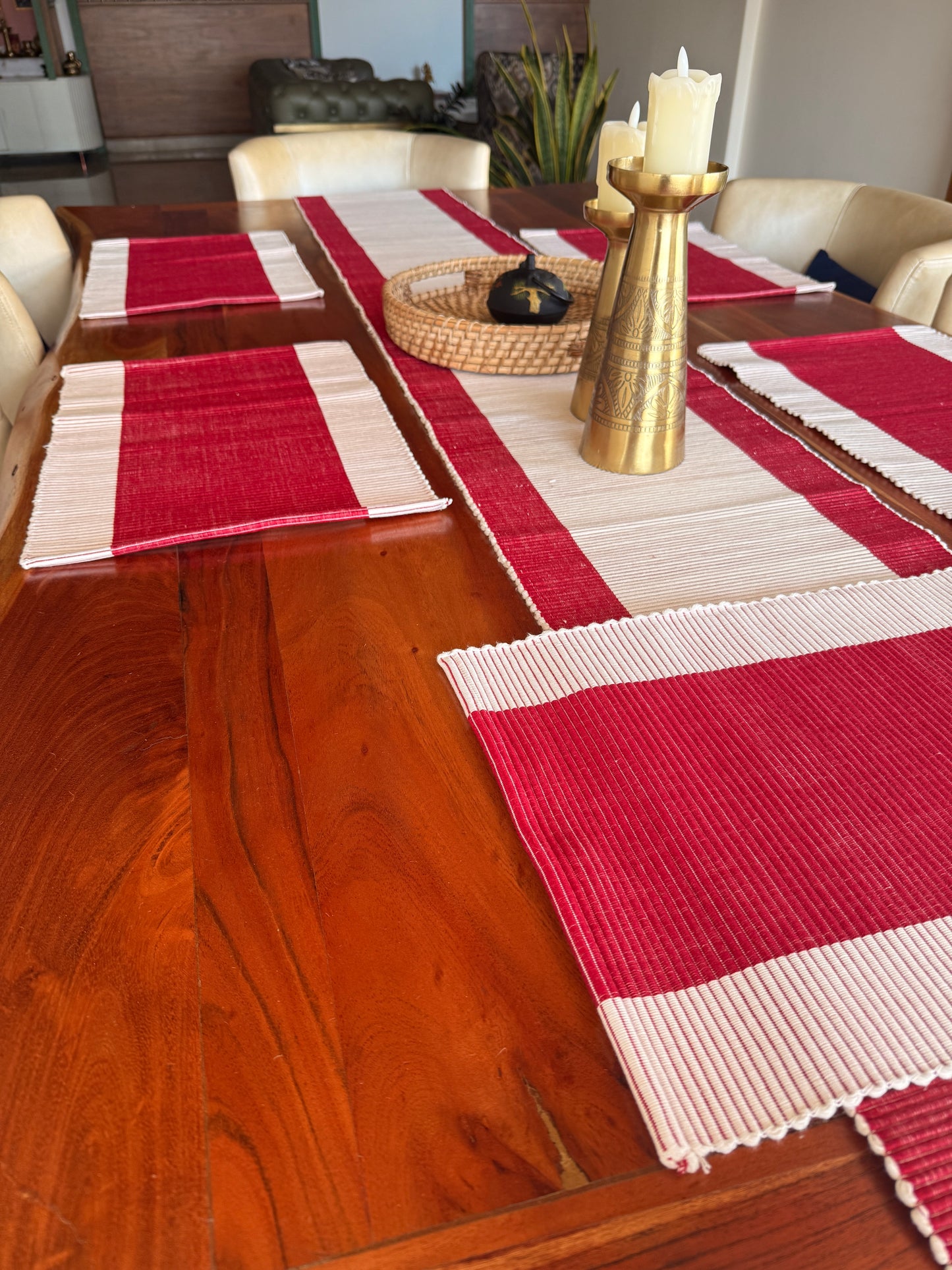 Red Stripe Table Mat Set of 6