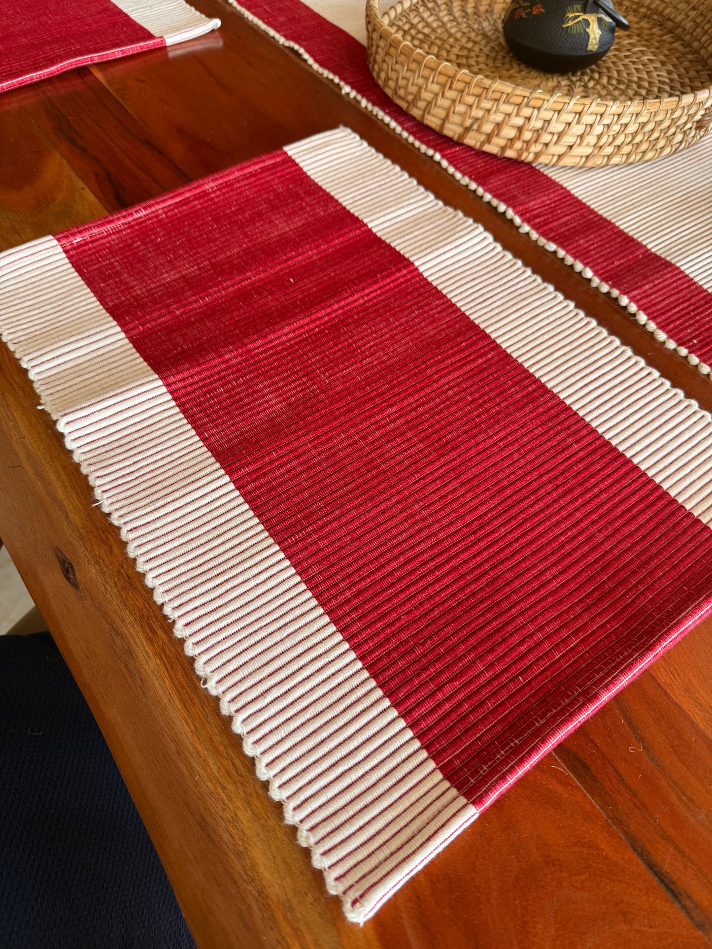 Red Stripe Table Mat Set of 6