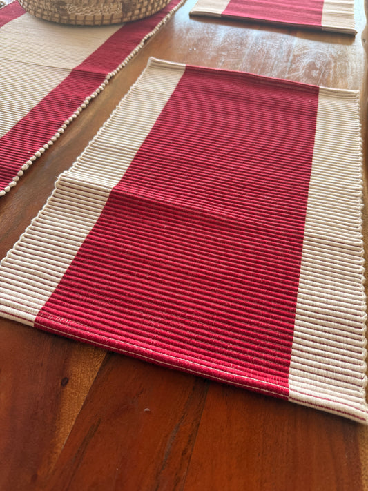 Red Stripe Table Mat Set of 6