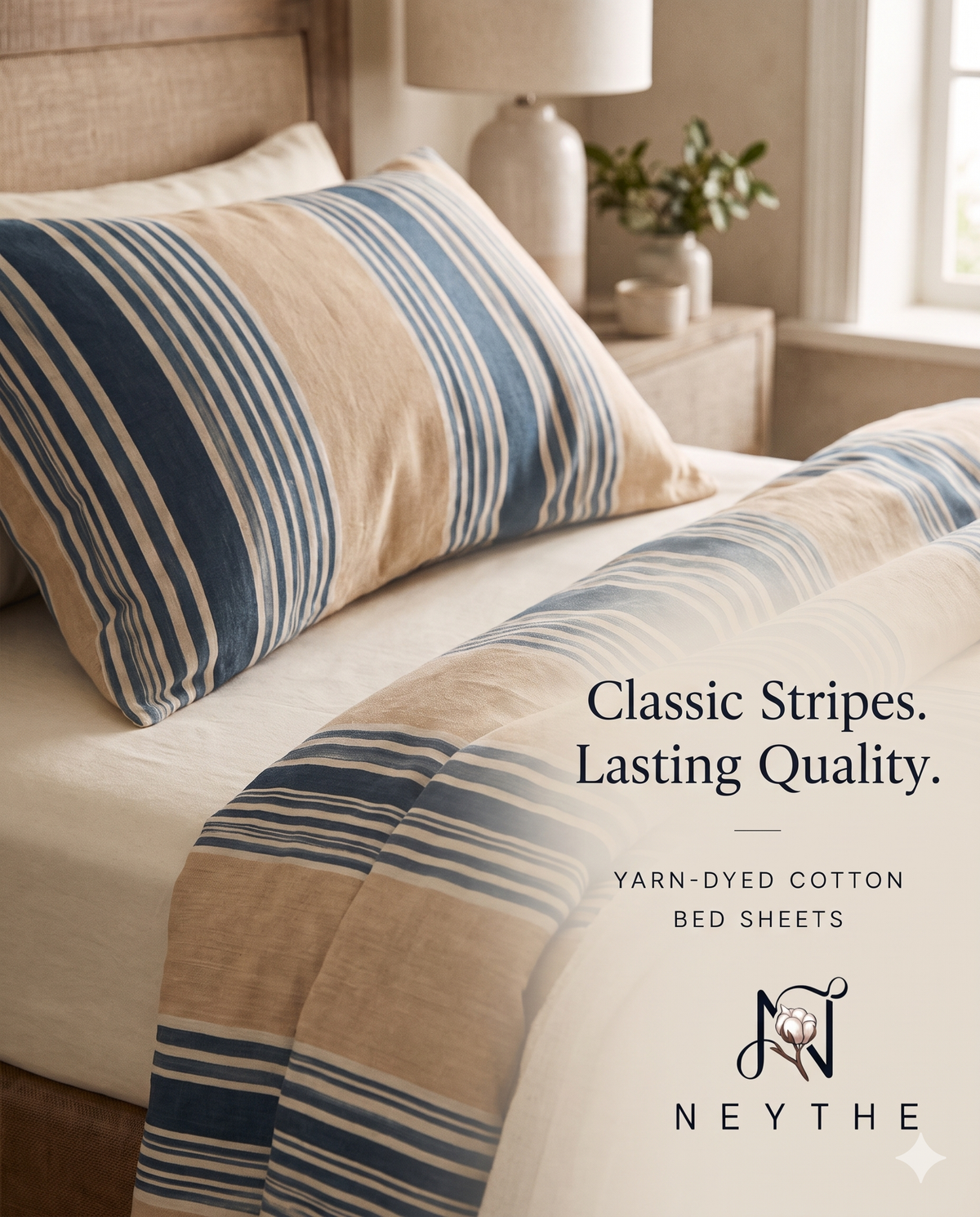 Peach Stripe Bed Sheet