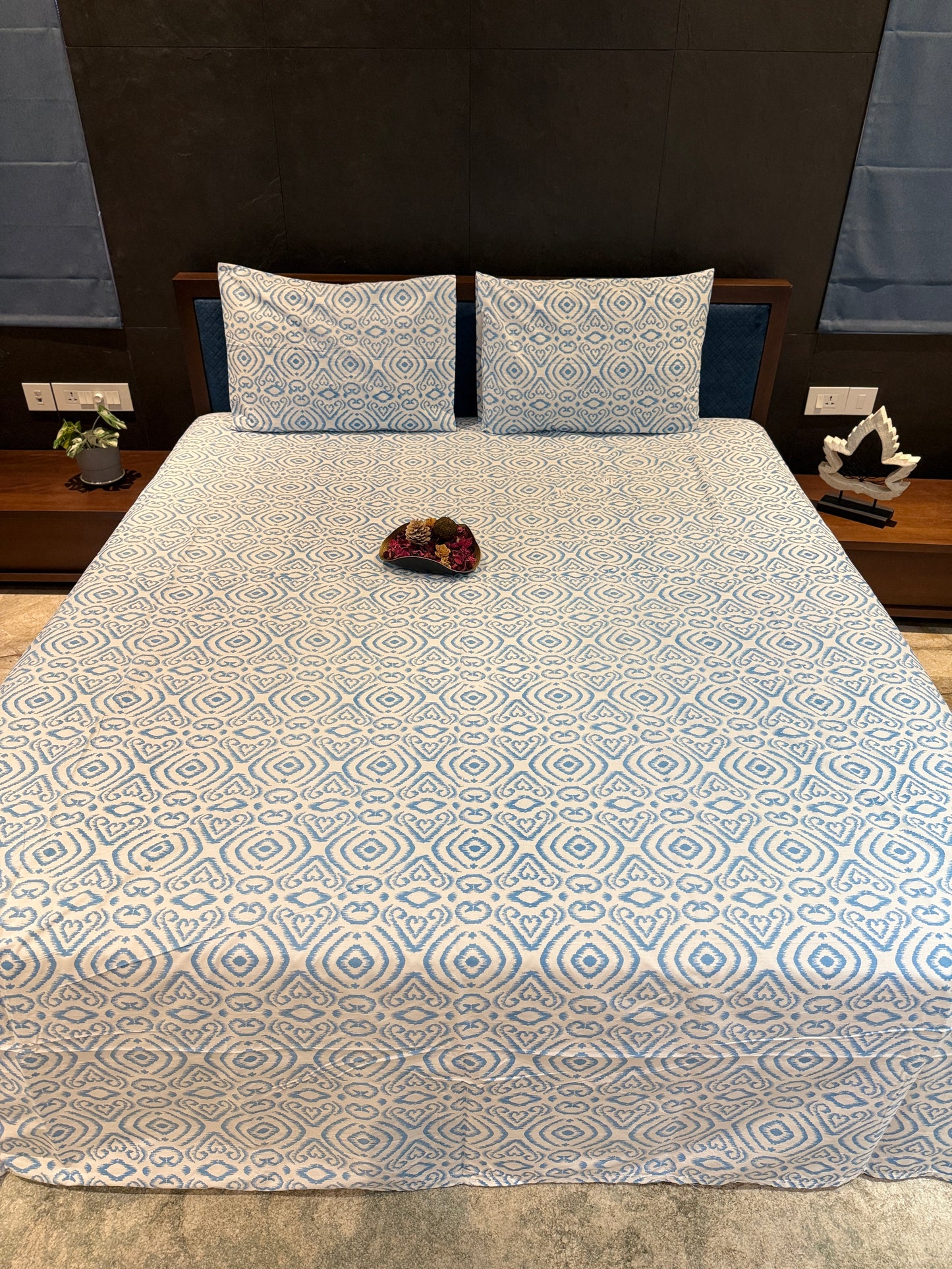 Blue Printed Bed Sheet