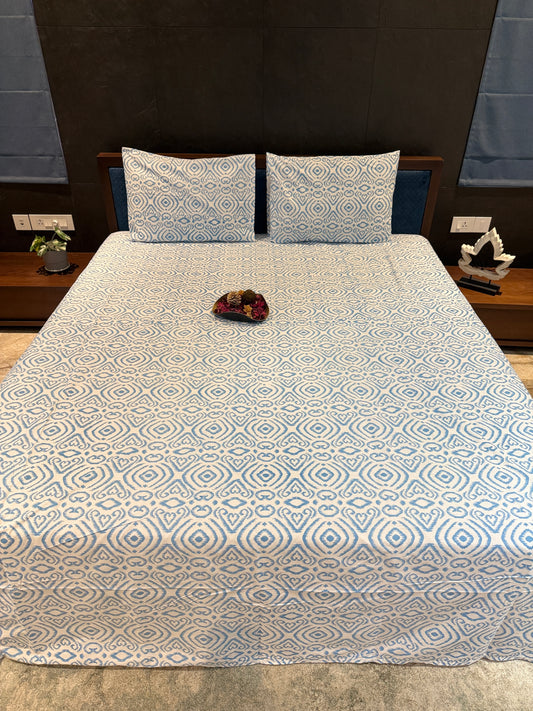 Blue Printed Bed Sheet