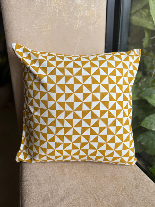 Yellow Printed Cushion Cover