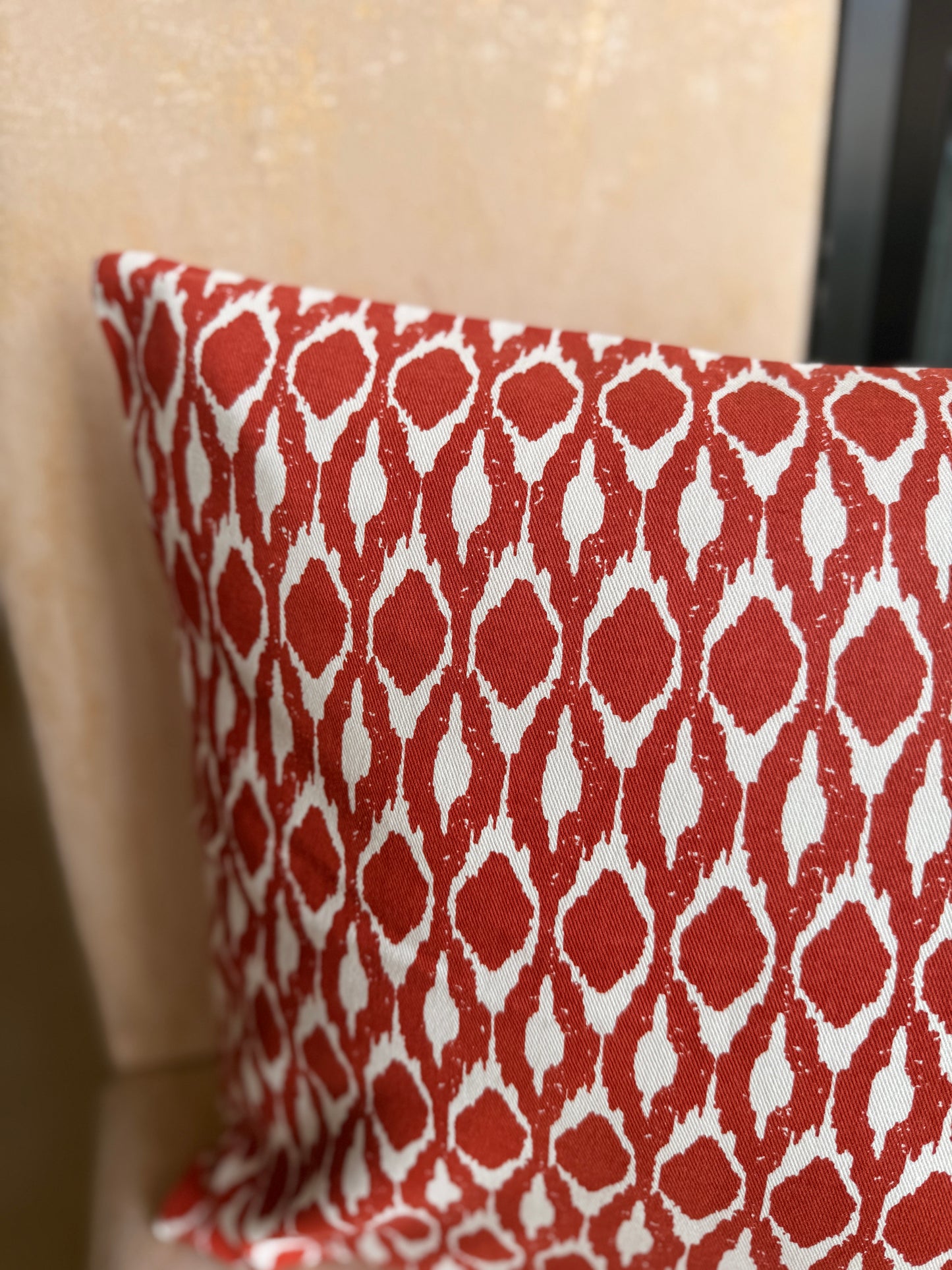 Midnight Ikat Brick Red Cushion Cover
