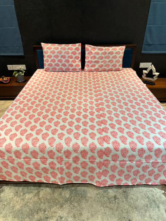 Red Mango Design Printed Bed Sheet