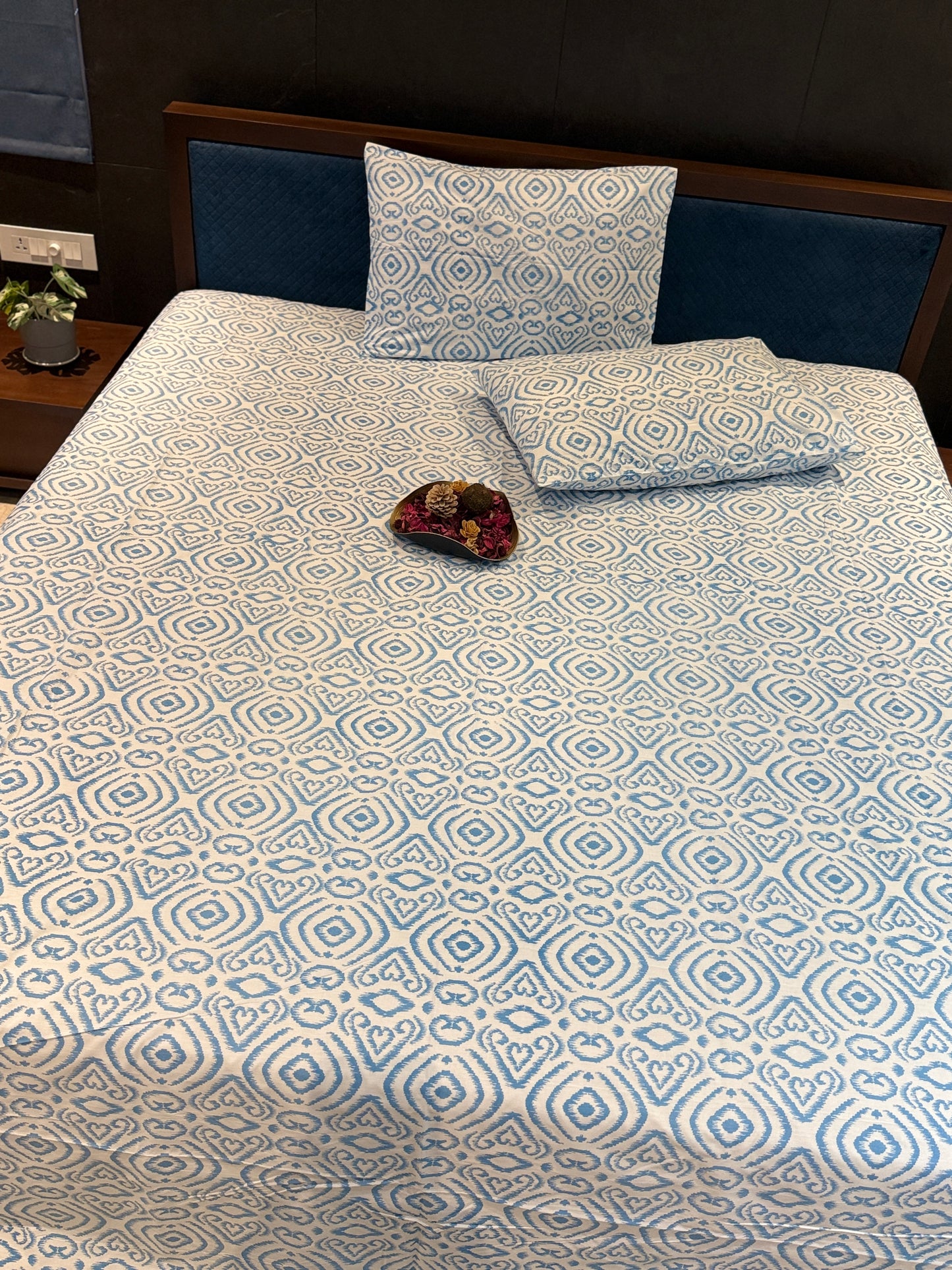 Blue Printed Bed Sheet
