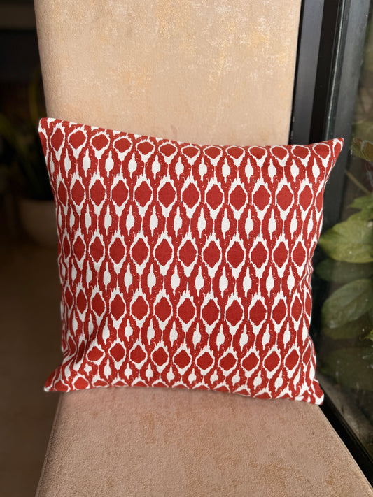 Midnight Ikat Brick Red Cushion Cover