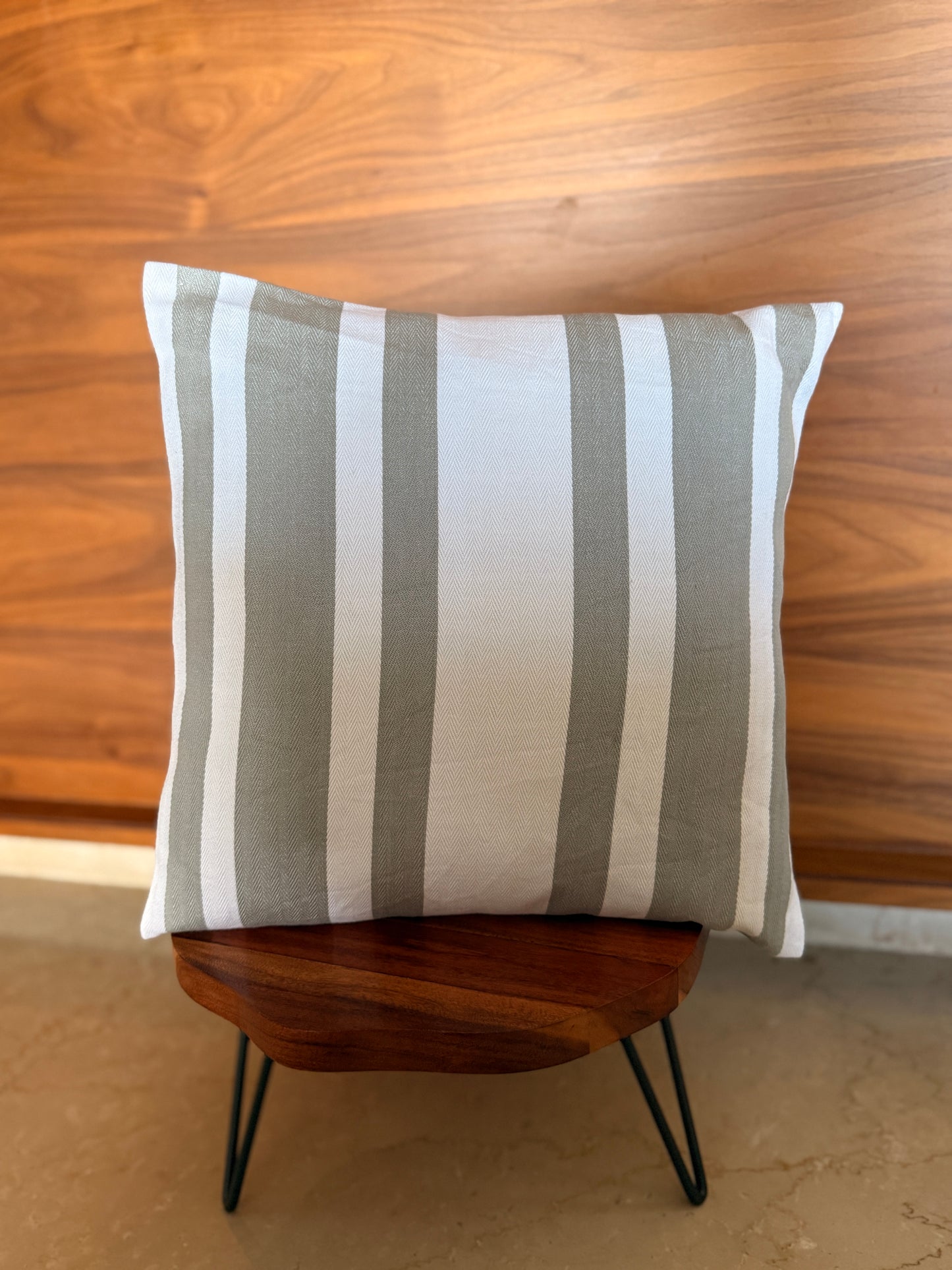 Grey Striped Cushion Cover