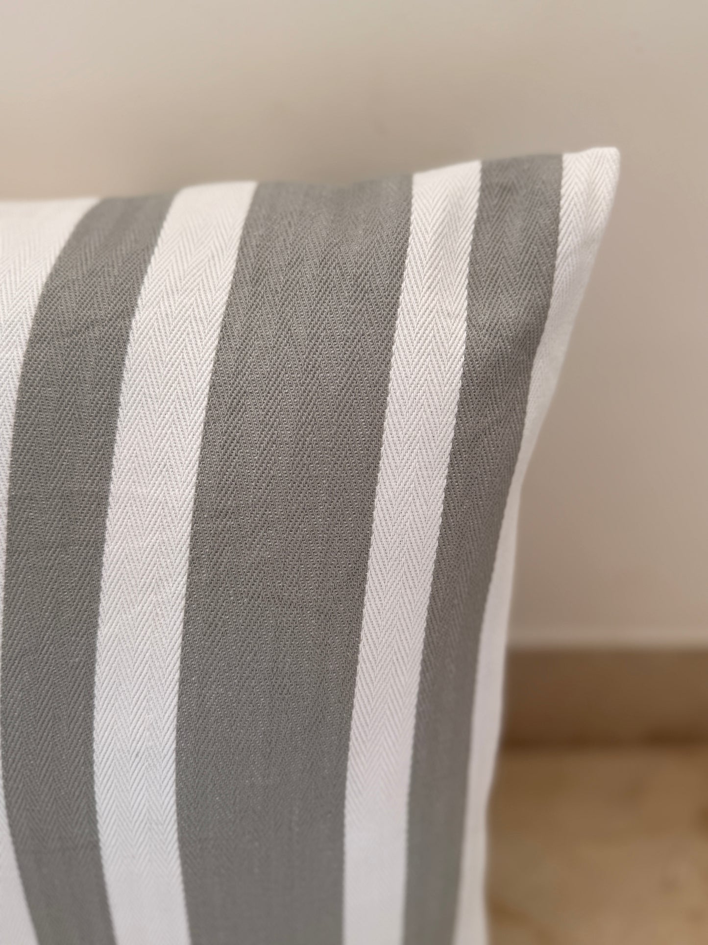 Grey Striped Cushion Cover