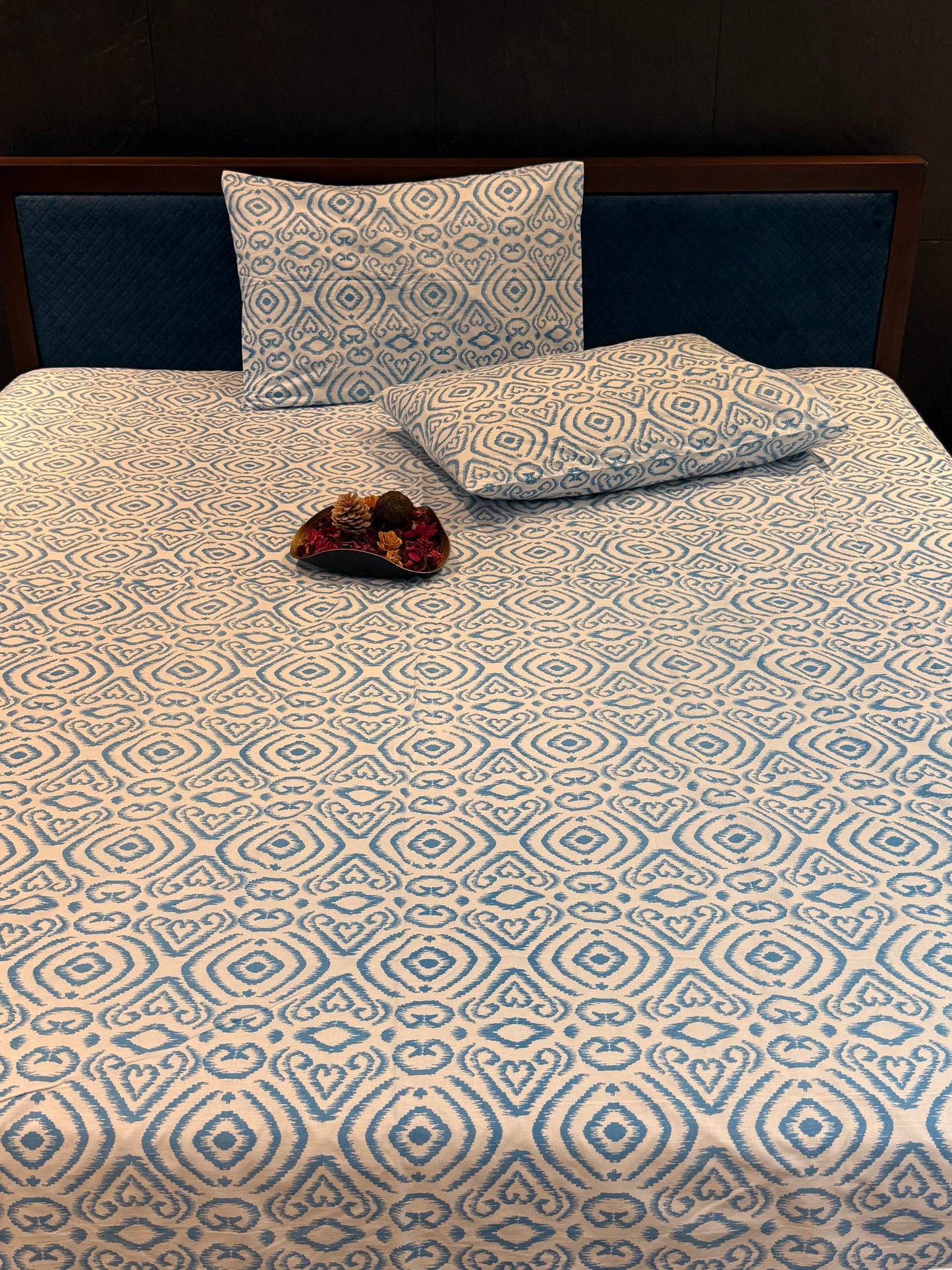 Blue Printed Bed Sheet