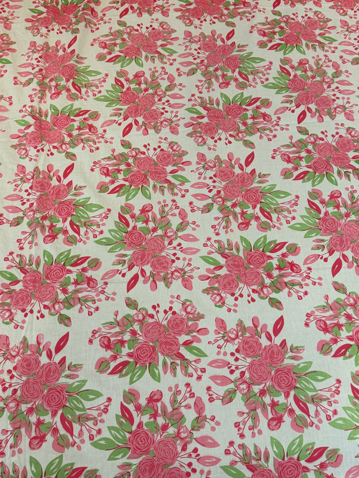 Pink and Green Flower Printed Bed Sheet