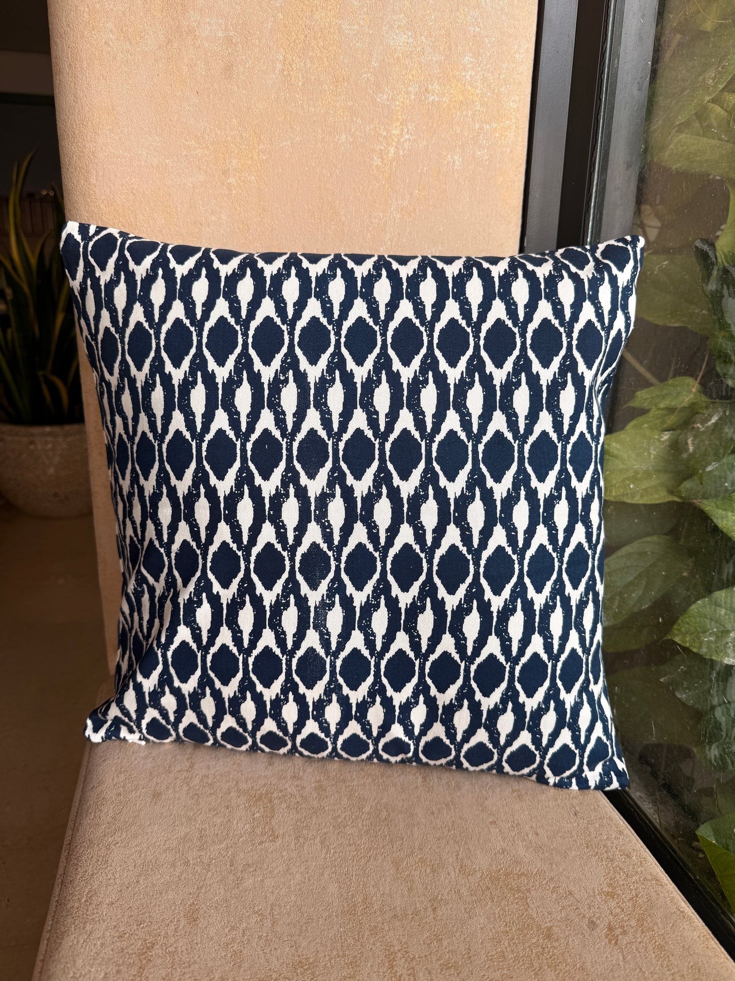 Midnight Ikat Blue Cushion Cover