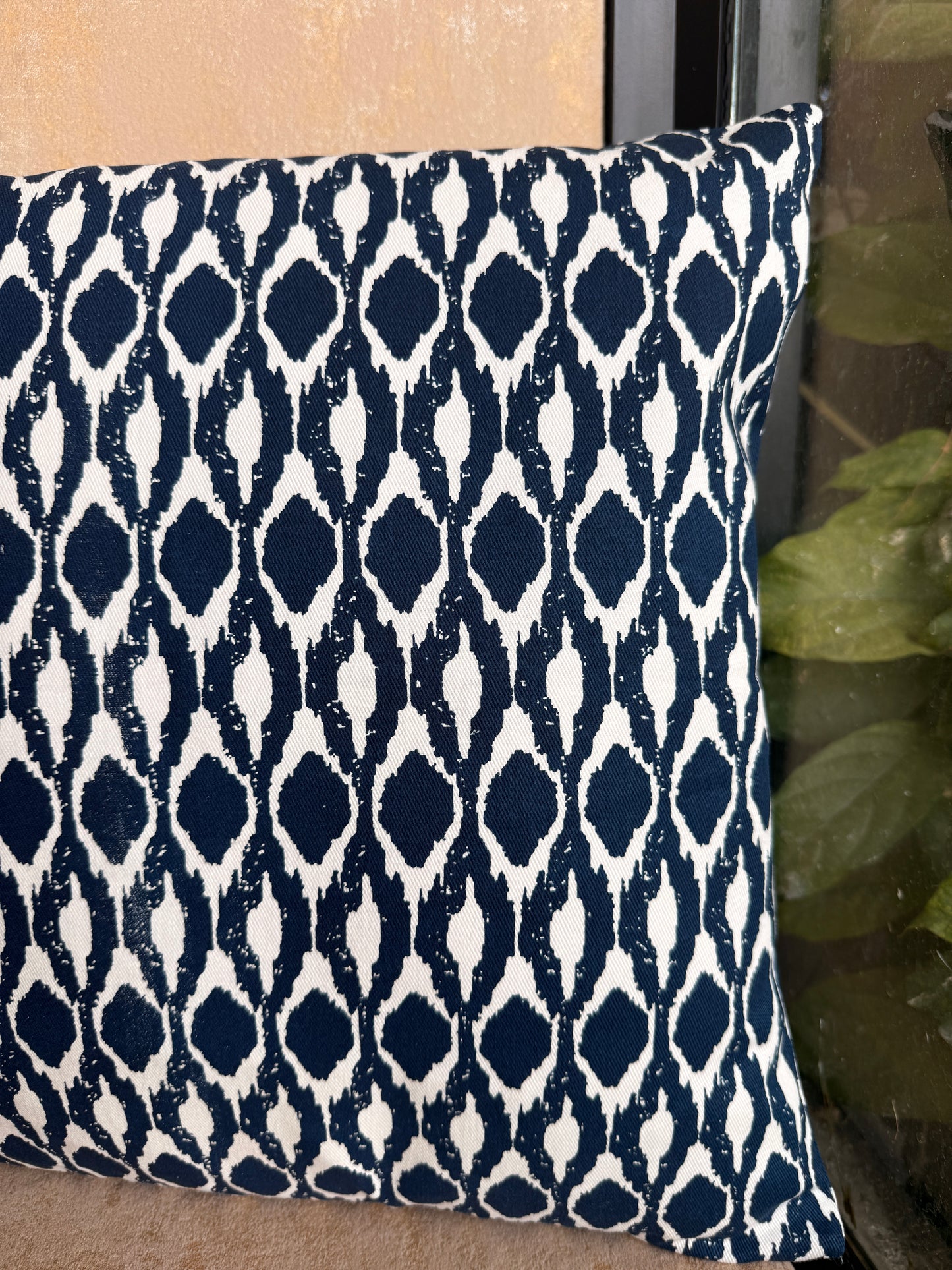 Midnight Ikat Blue Cushion Cover