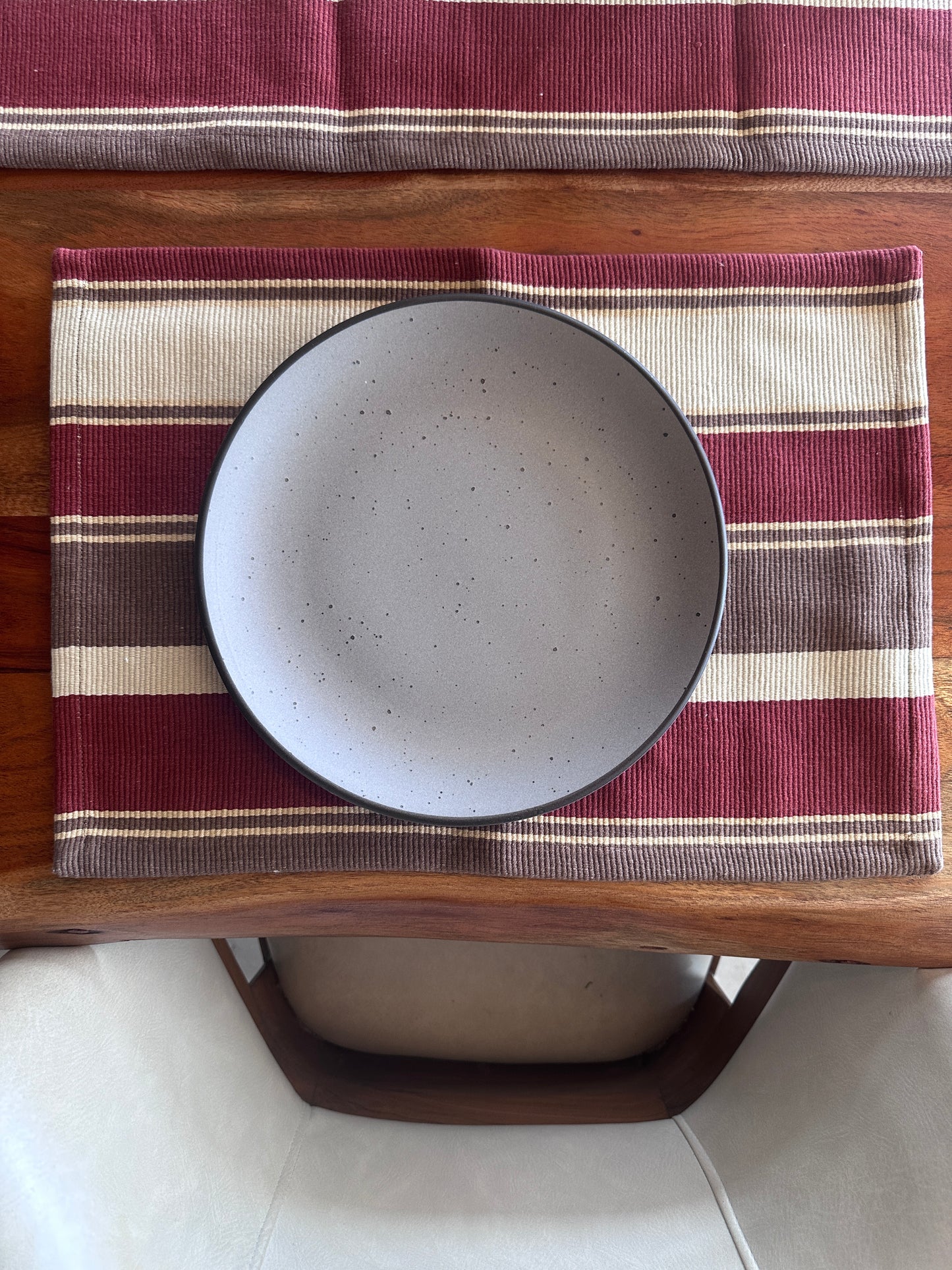 Maroon  and Beige Stripe Table Mat Set of 6