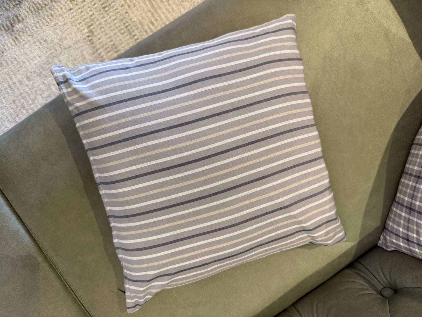 Grey Striped Cushion Cover