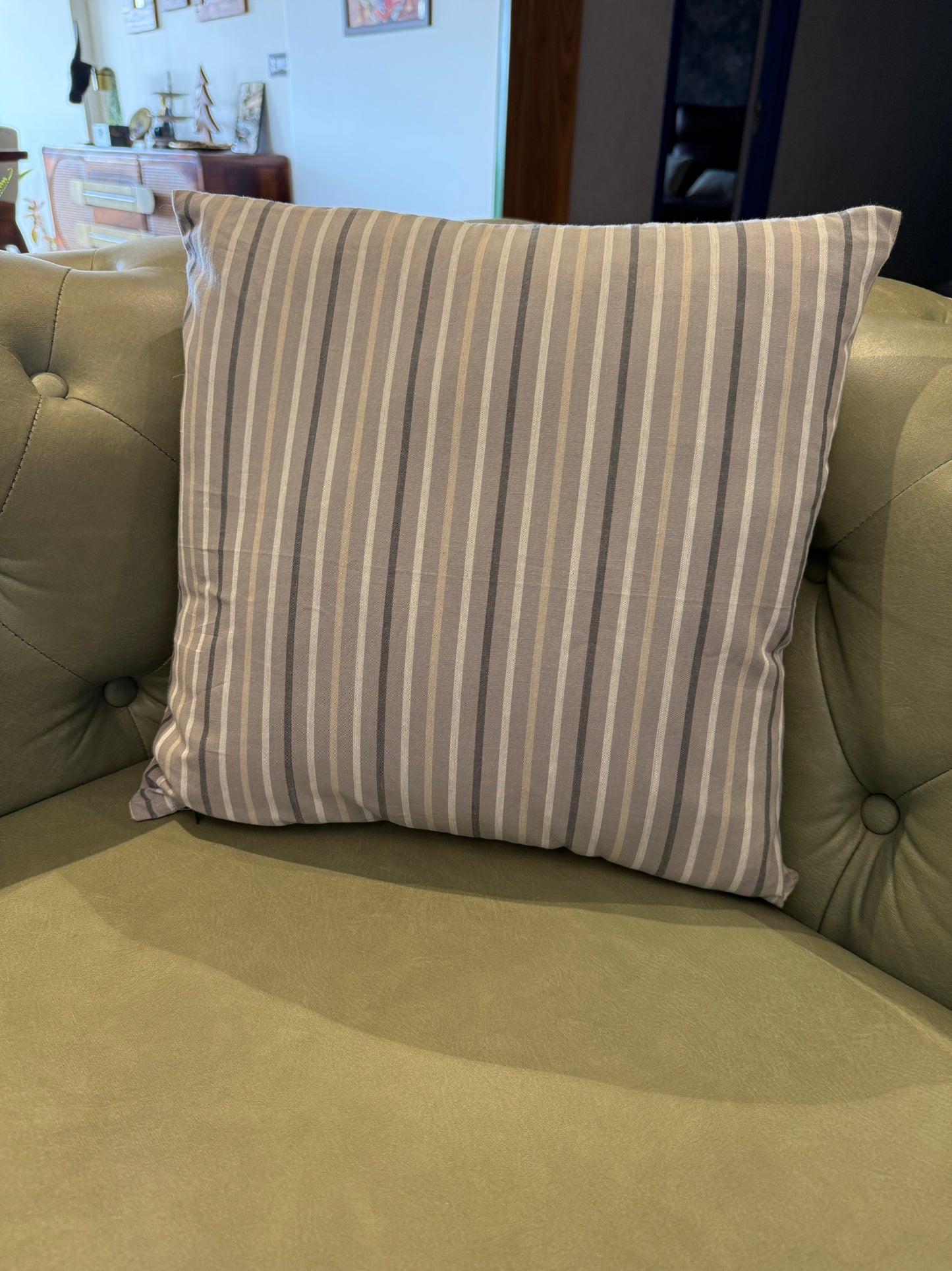 Grey Striped Cushion Cover