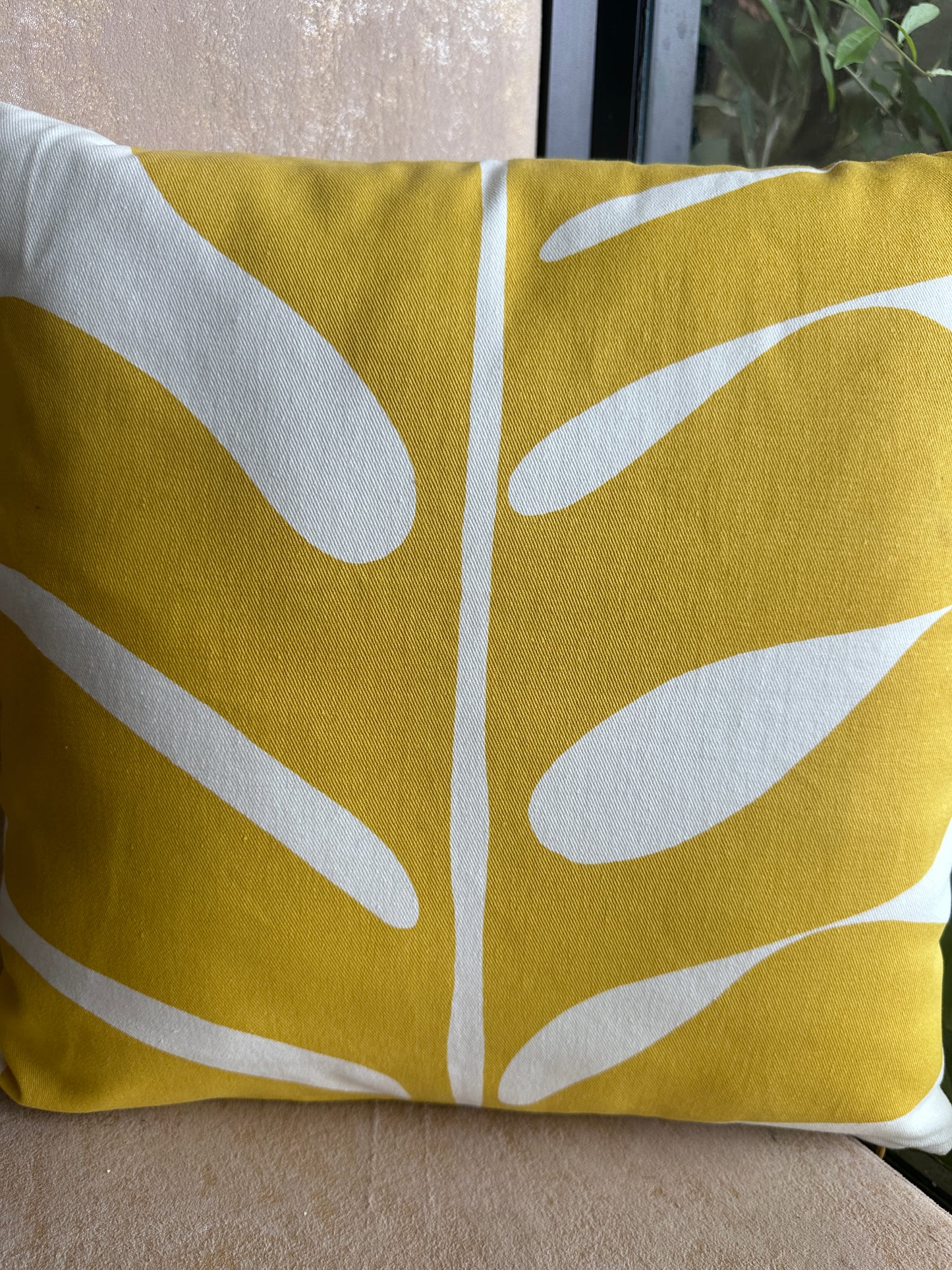 Yellow Leaf Printed Cushion Cover
