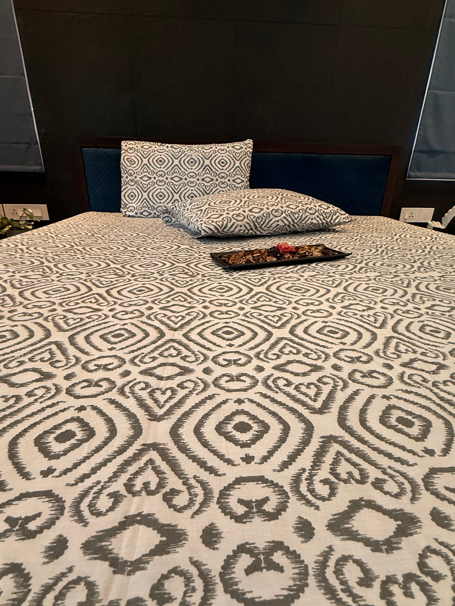 Grey Printed Bed Sheet