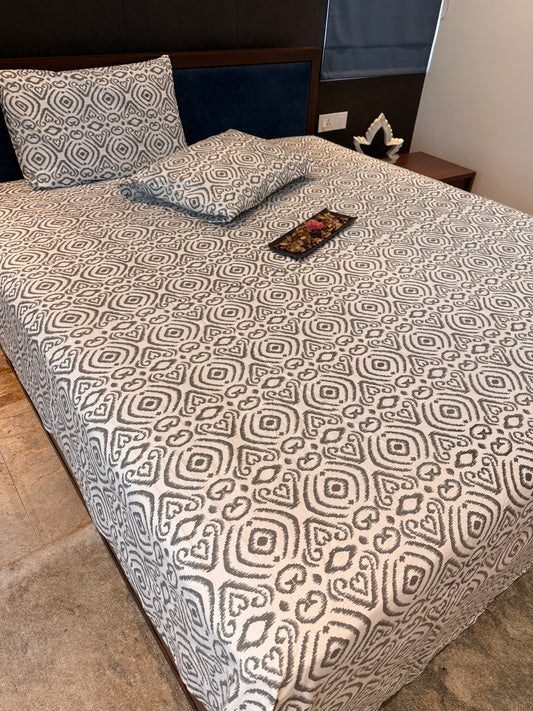 Grey Printed Bed Sheet