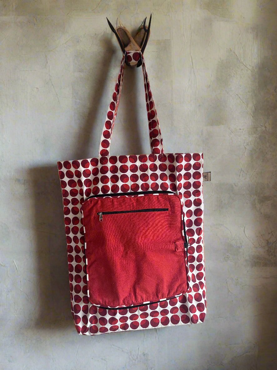Red Printed Tote Bag