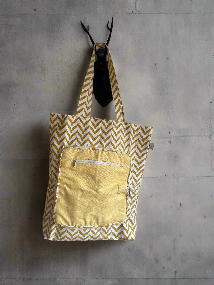 Zig Zag Yellow Tote Bag