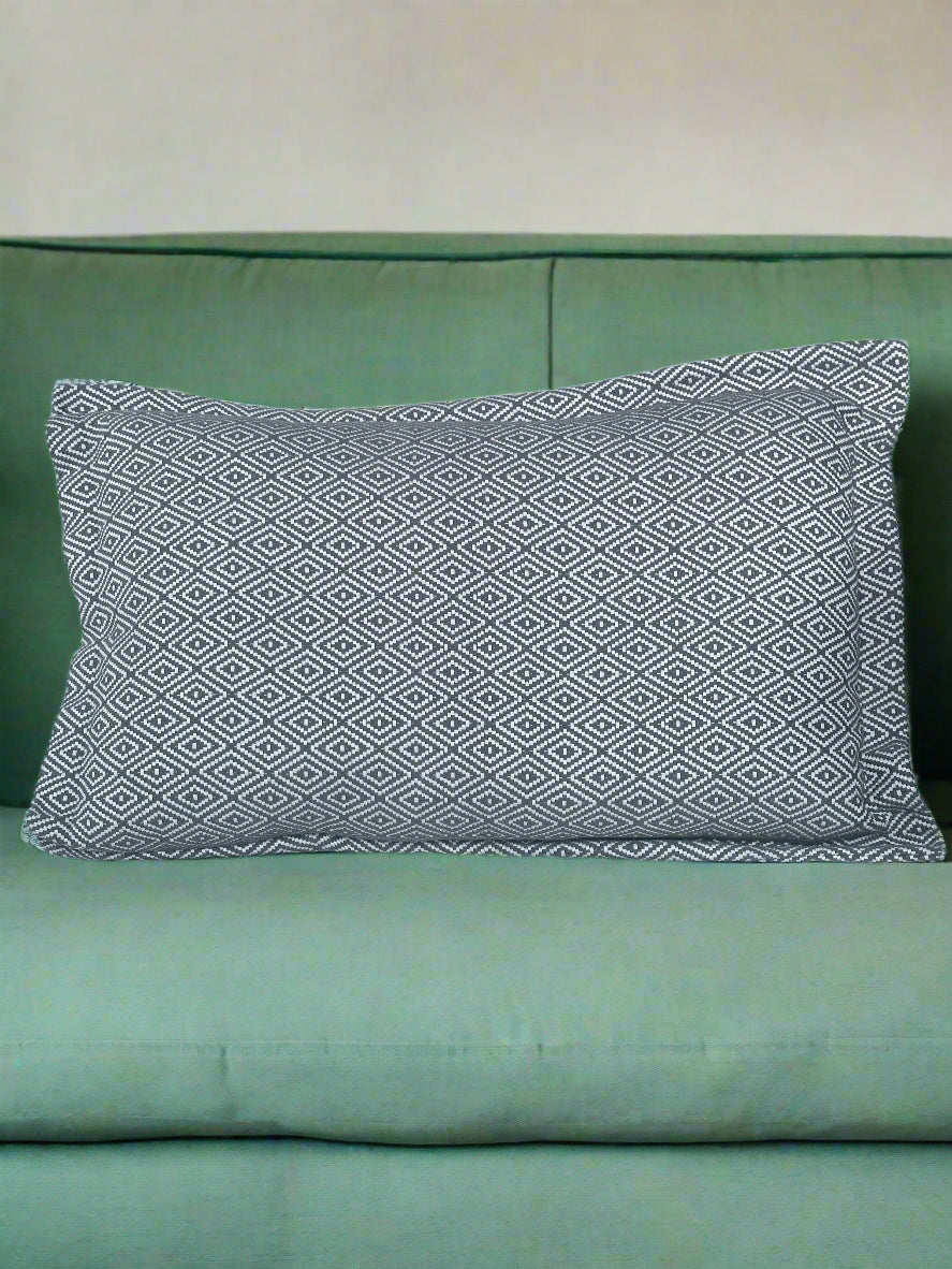 Grey Diamond Pattern Woven Pillow Cover