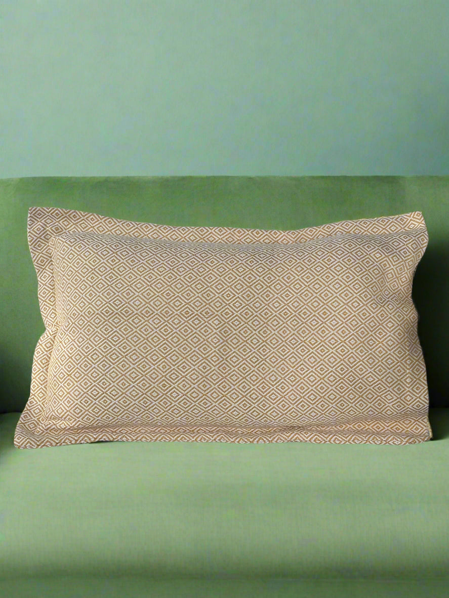 Yellow Diamond Pattern Woven Pillow Cover