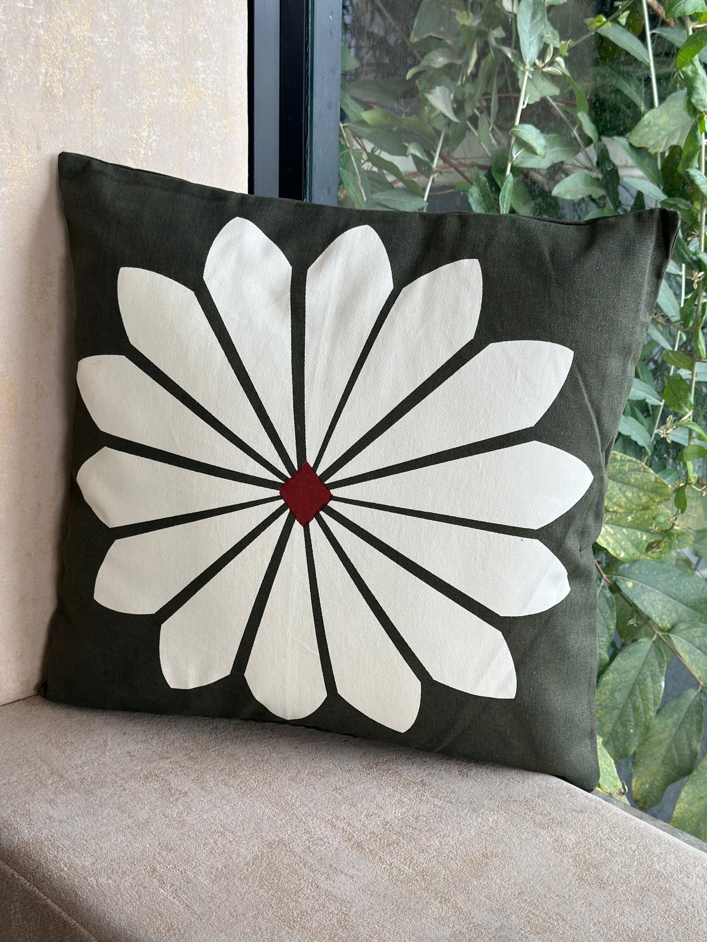 Green Printed Cushion Cover