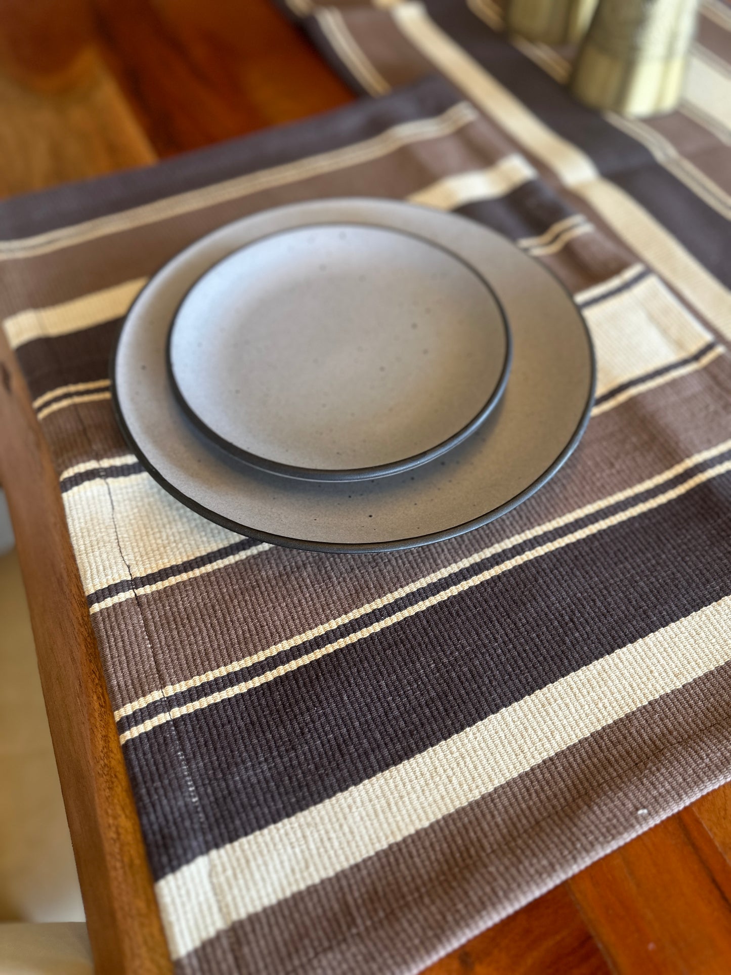 Brown Multi Striped Table Mats Set of 6